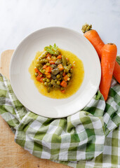 Healthy fresh vegetable stew with carrots