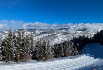 Fototapeta na wymiar Panoramic view at vail Ski resort, CO