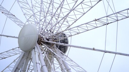 Close up on the center of Ferris wheel. High quality photo