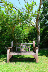 Obraz premium 公園の木製のベンチ