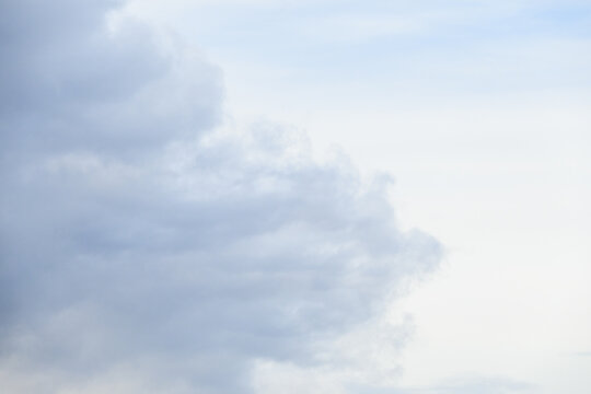 Beautiful cloudscape of puffy clouds in shades of white, blue, and gray, as a nature background
