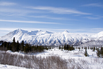 Fototapeta na wymiar Alaska mountain range in winter