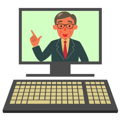 リモートワーク中のシニア男性