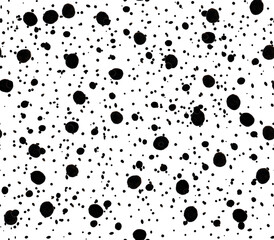Splashes of black ink, seamless pattern. Creative modern watercolor illustration. Abstract background of black oval elements.