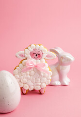 Happy Eastern - sheep and white bunny