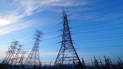 Electricity pylons and power lines