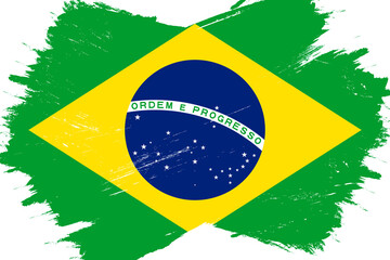 Flag of Brazil, banner with grunge brush