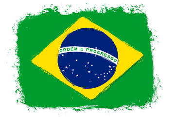 Flag of Brazil, banner with grunge brush