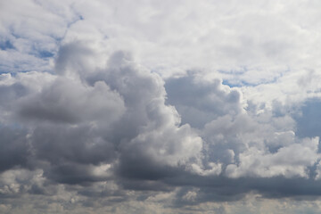 Picturesque view of beautiful sky with fluffy white clouds