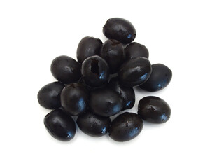 Olives on twig isolated on white background