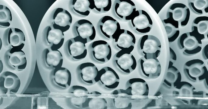 Discs for cad cam carved teeth close-up