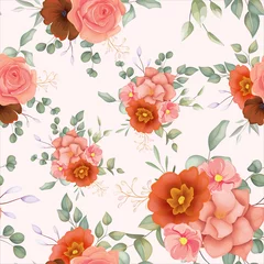 Foto auf Acrylglas Beautiful hand drawn floral seamless pattern with boho floral ornament © mariadeta
