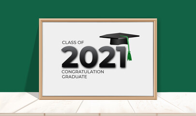 Celebration class 2021. Congratulations on graduation on the board