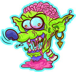 Scary and Terrifying Zombie Mouse. Vector Art.