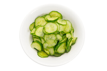 下拵えのキュウリの薄切り