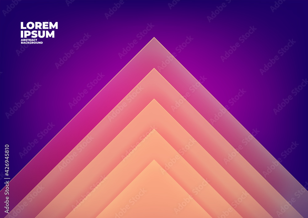 Poster abstract triangle overlap purple background with space for text and message.