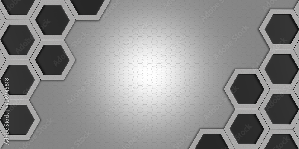 Poster hexagon nest hexagonal frame abstract geometry hexagonal solid steel material surface technology fra