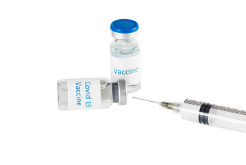 Covid 19 Vaccine Bottles with Needle and Syringe