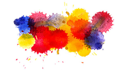 Multi colored ink blots isolated on white background. Overlay effect. Vector illustration