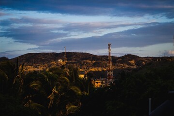 panoramic view of the mountains with antennas
