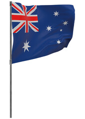 Australia flag on pole isolated