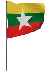 Burma flag on pole isolated