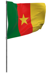 Cameroon flag on pole isolated