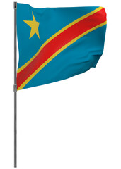 Democratic Republic of the Congo flag on pole isolated