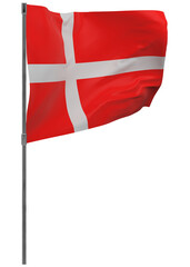 Denmark flag on pole isolated
