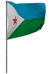Djibouti flag on pole isolated