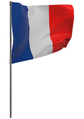France flag on pole isolated