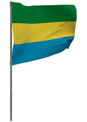 Gabon flag on pole isolated