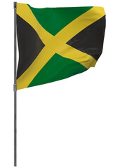 Jamaica flag on pole isolated