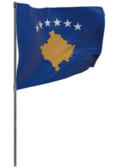Kosovo flag on pole isolated