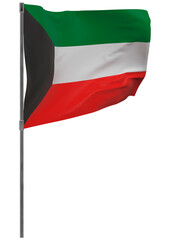 kuwait flag on pole isolated