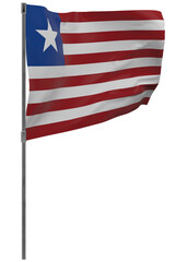 Liberia flag on pole isolated