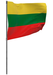 lithuania flag on pole isolated