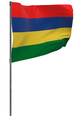 Mauritius flag on pole isolated