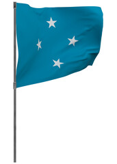 Micronesia flag on pole isolated