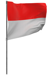 Monaco flag on pole isolated