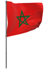 Morocco flag on pole isolated