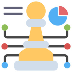 Chess piece with pooie chart, business strategy icon