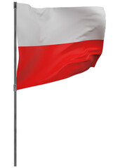 Poland flag on pole isolated