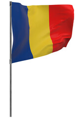 Romania flag on pole isolated