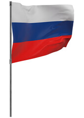 russia flag on pole isolated