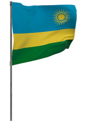 Rwanda flag on pole isolated
