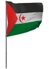 Sahrawi Arab Democratic Republic flag on pole isolated