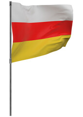 south ossetia flag on pole isolated