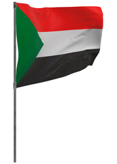 sudan flag on pole isolated