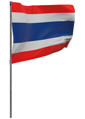 Thailand flag on pole isolated